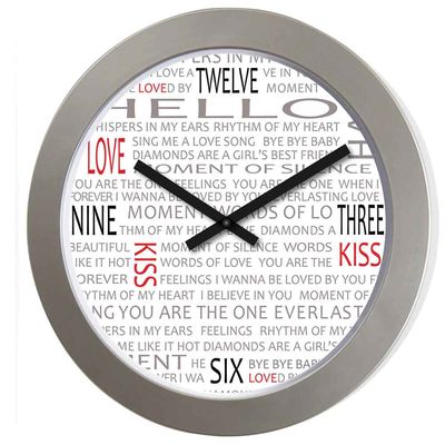 Relógio Love 30 cm Prata Nextime