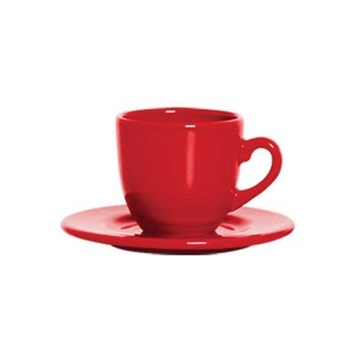 Xícara de Chá com Pires Standard 6 Peças Vermelho Scalla