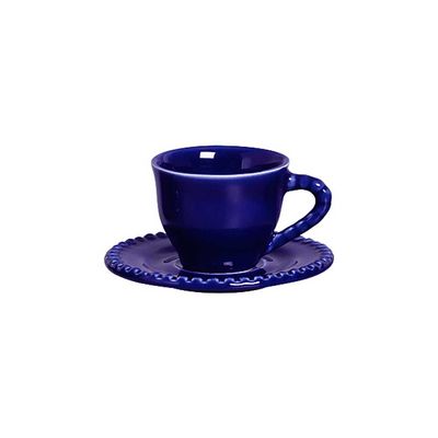 Xícara de Café com Pires Bolinha Bolinha 6 Peças Azul Scalla