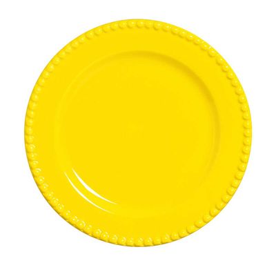 Prato Raso Bolinha Amarelo Real 6 Peças Scalla