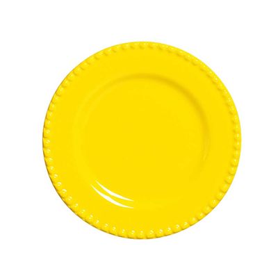Prato Sobremesa Bolinha Amarelo Real 6 Peças Scalla