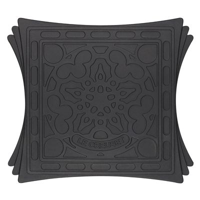 Novo Suporte de Silicone Quadrado 2 Peças Preto Black Onix Le Creuset