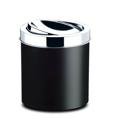 Lixeira Peças Preta com Tampa Basculante Inox 5,4 Litros 18,5X20 cm Brinox