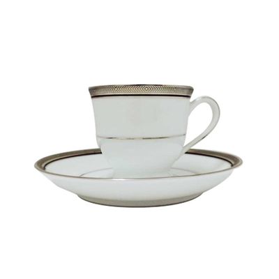 Xícaras de Café Renwick Platinum 6 Peças Porcelana Filete Prata Noritake