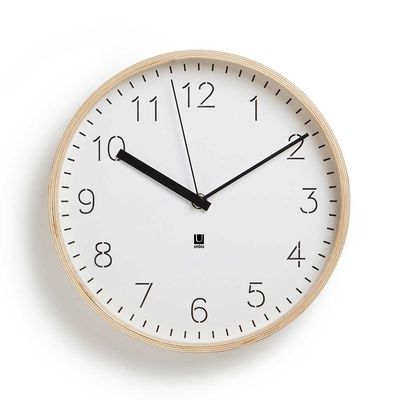 Relógio de Parede ou Mesa Rimwood Madeira 25,4 cm Branco Umbra