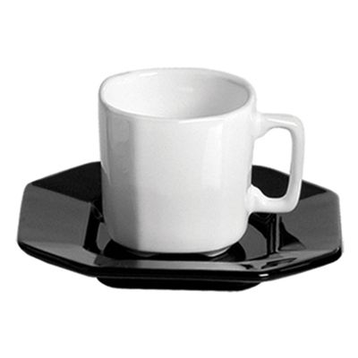 Xícara de Café com Pires Objeto 6 Peças Branco e Preto Scalla