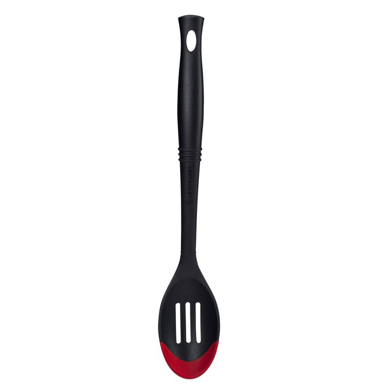 Le Creuset  colher vazada revolution nylon silicone premium bicolor  vermelho e preto black onix le creuset