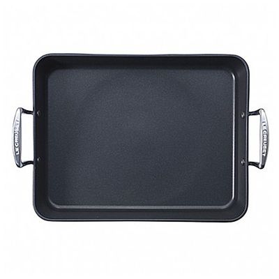 Grill Liso Retangular Non Stick Alumínio e Aço Inox 35 cm Preto Le Creuset
