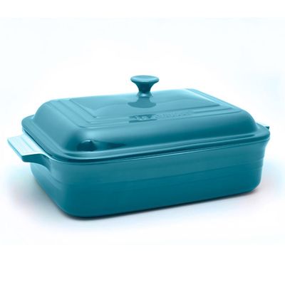 Travessa Retangular com Tampa 4,35 Litros Azul Caribe Le Creuset