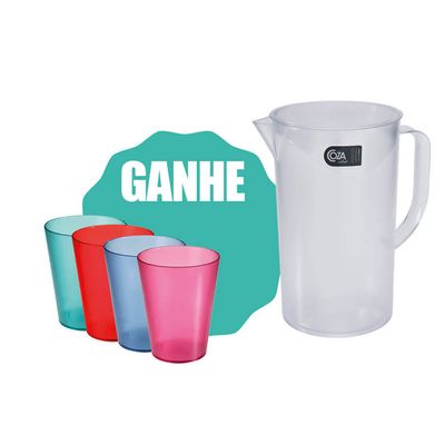 Jarra Retrô 2 Litros Grátis 4 Copos 300 ml Brinox