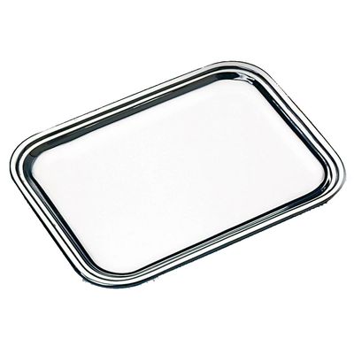 Bandeja Cordão Liso Sem Alça em Prata 39X29 cm Wolff