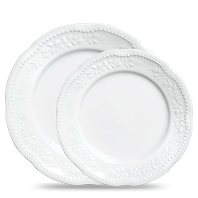 Conjunto de Pratos Raso e Sobremesa Mozart Porcelana 12 Peças Branco Verbano