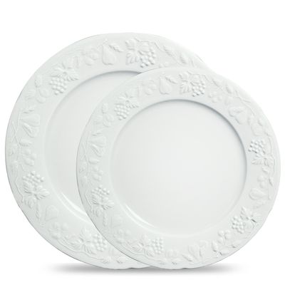 Conjunto de Pratos Raso e Sobremesa Summer Porcelana 12 Peças Branco Verbano