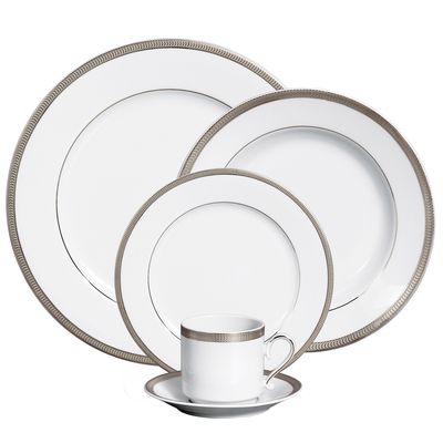 Aparelho de Jantar Maria Platinum Porcelana 30 Peças Branco e Prata Verbano