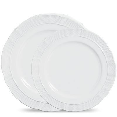 Conjunto de Pratos Raso e Sobremesa Vanna Blanco Porcelana 12 Peças Branco Verbano