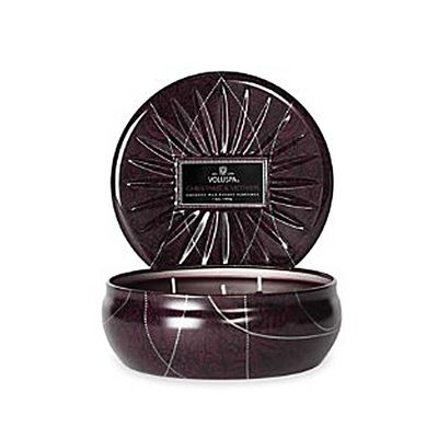 Vela Chestnut e Vetiver Coleção Vermeil 3 Pavios Lata 60 Horas Voluspa