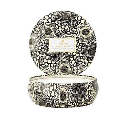 Vela Eden e Pear Coleção Japonica 3 Pavios Lata 60 Horas Voluspa