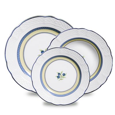 Baixela Vanna Adriático Porcelana 30 Peças Branco, Amarelo e Azul Verbano