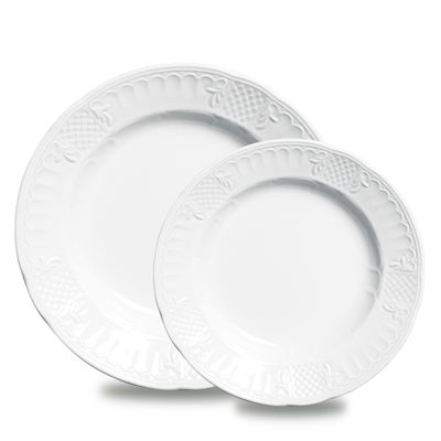 Conjunto de Pratos Raso e Sobremesa Venezia Porcelana 12 Peças Branco Verbano