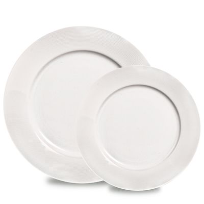 Conjunto de Pratos Raso e Sobremesa Maria Línea Porcelana 12 Peças Branco Verbano