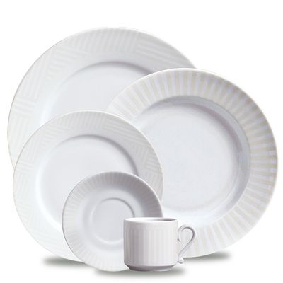 Aparelho de Jantar Maria Geo Nude Porcelana 30 Peças Branco e Nude Verbano