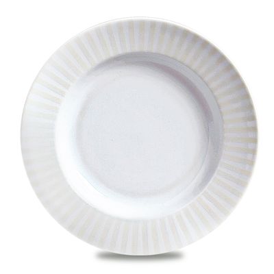 Conjunto de Pratos Fundo Maria Geo Nude Porcelana 6 Peças Verbano Branco e Nude Verbano