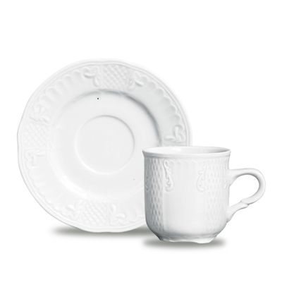 Xícaras de Chá Venezia Porcelana 6 Peças Branco Verbano