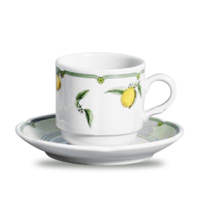 Xícaras de Café Provenza Lemon Porcelana 6 Peças Branco, Verde e Amarelo Verbano