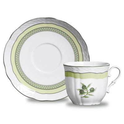 Xícaras de Chá Vanna Tirreno Porcelana 6 Peças Branco e Verde Verbano