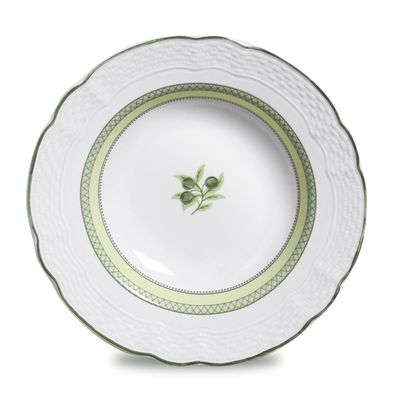 Conjunto de Pratos Fundo Vanna Tirreno Porcelana 6 Peças Branco e Verde Verbano