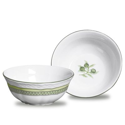Bowl Vanna Tirreno Porcelana 6 Peças Branco e Verde Verbano
