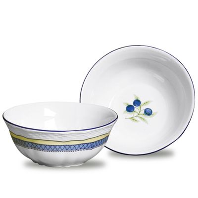 Bowl Vanna Adriático Porcelana 6 Peças Branco, Amarelo e Azul Verbano