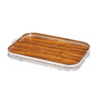 Bandeja Galeria Cross Fundo Madeira e Cordão Wave 58X41X9 cm St James