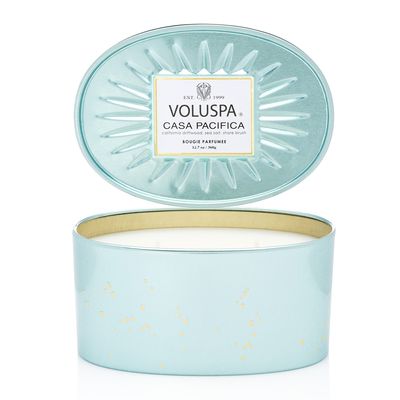Vela Casa Pacifica Coleção New Vermeil Oval 2 Pavios Lata 50 Horas Voluspa