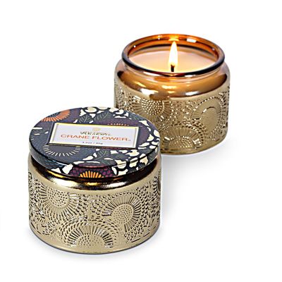 Vela Crane Flower Coleção Japonica Pote de Vidro Relevo e Tampa 25 Horas Voluspa
