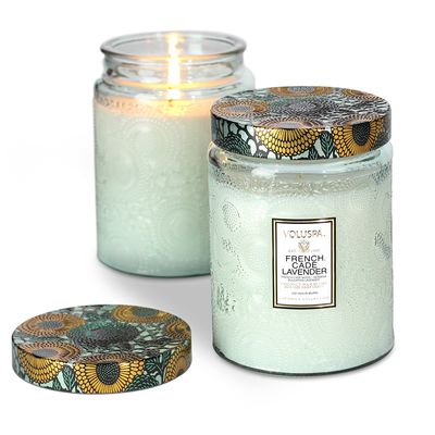 Vela French Cade Lavender Coleção Japonica Pote de Vidro Relevo e Tampa 100 Horas v2 Voluspa