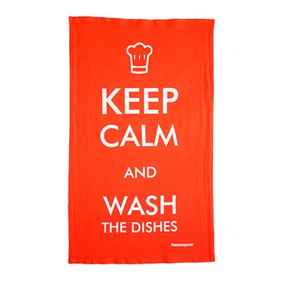 Pano de Prato Keep Calm Algodão 68X40 Laranja Passaumpano
