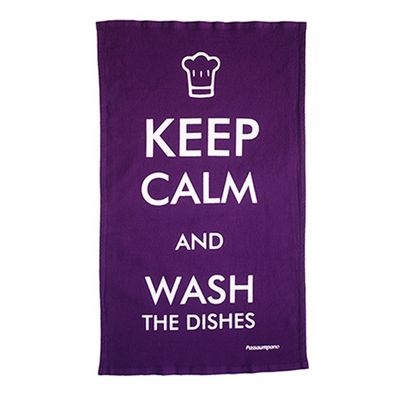 Pano de Prato Keep Calm Algodão 68X40 Roxo Passaumpano