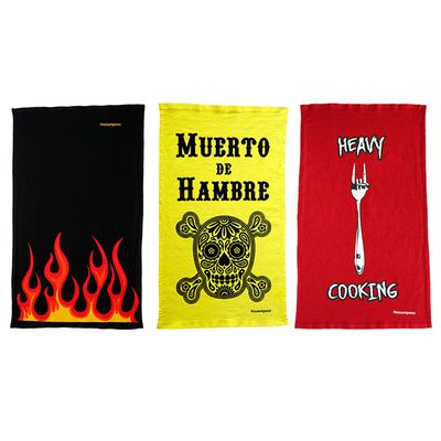 Pano de Prato Kit Rock N Cook Algodão 3 Peças 68X40 Passaumpano