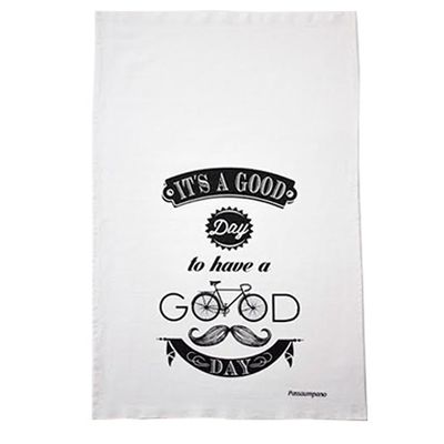 Pano de Prato Bicicleta Algodão 68X40 Branco Passaumpano