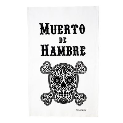 Pano de Prato Caveira Mexicana Algodão 68X40 Branca Passaumpano
