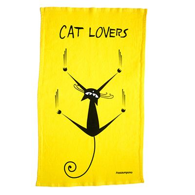 Pano de Prato Cat Lovers Algodão 68X40 Amarelo Passaumpano