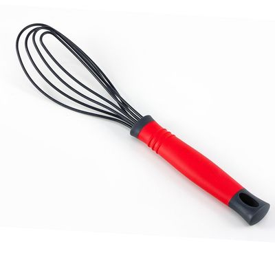 Batedor Fouet Plano Revolution 4 Fios Silicone Premium Bicolor Vermelho e Preto Black Onix Le Creuset