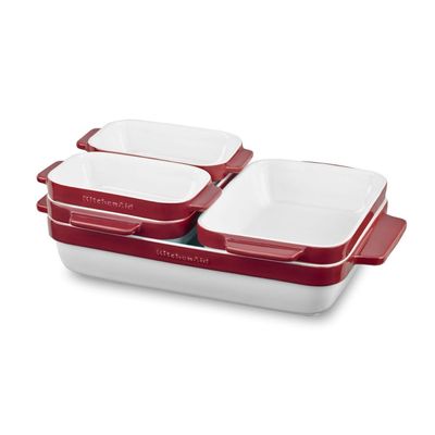 Conjunto Travessas de Cerâmica 5 Peças Empire Red KitchenAid
