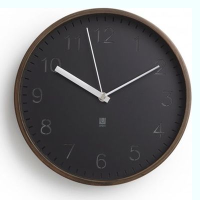 Relógio de Parede ou Mesa Rimwood Madeira 25,4 cm Preto Umbra