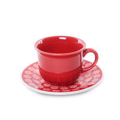 Xícara de Chá Floreal Renda 200 ml Vermelho Oxford