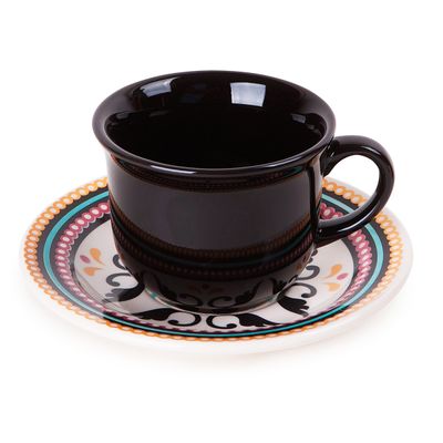 Xícara de Café Floreal Luiza 75 ml Preta Oxford