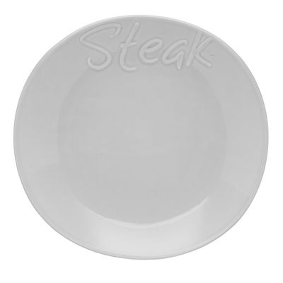 Conjunto de Pratos Steak Trattoria Cerâmica 6 Peças Branco Casa Alegre