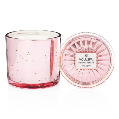 Vela Prosecco Rose Coleção Maison New Vermeil Pote e Tampa Vidro 150 Horas Voluspa