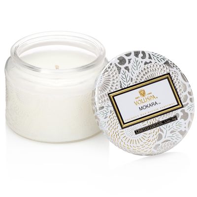 Vela Mokara Coleção Japonica Pote de Vidro Relevo com Tampa 25 Horas Voluspa